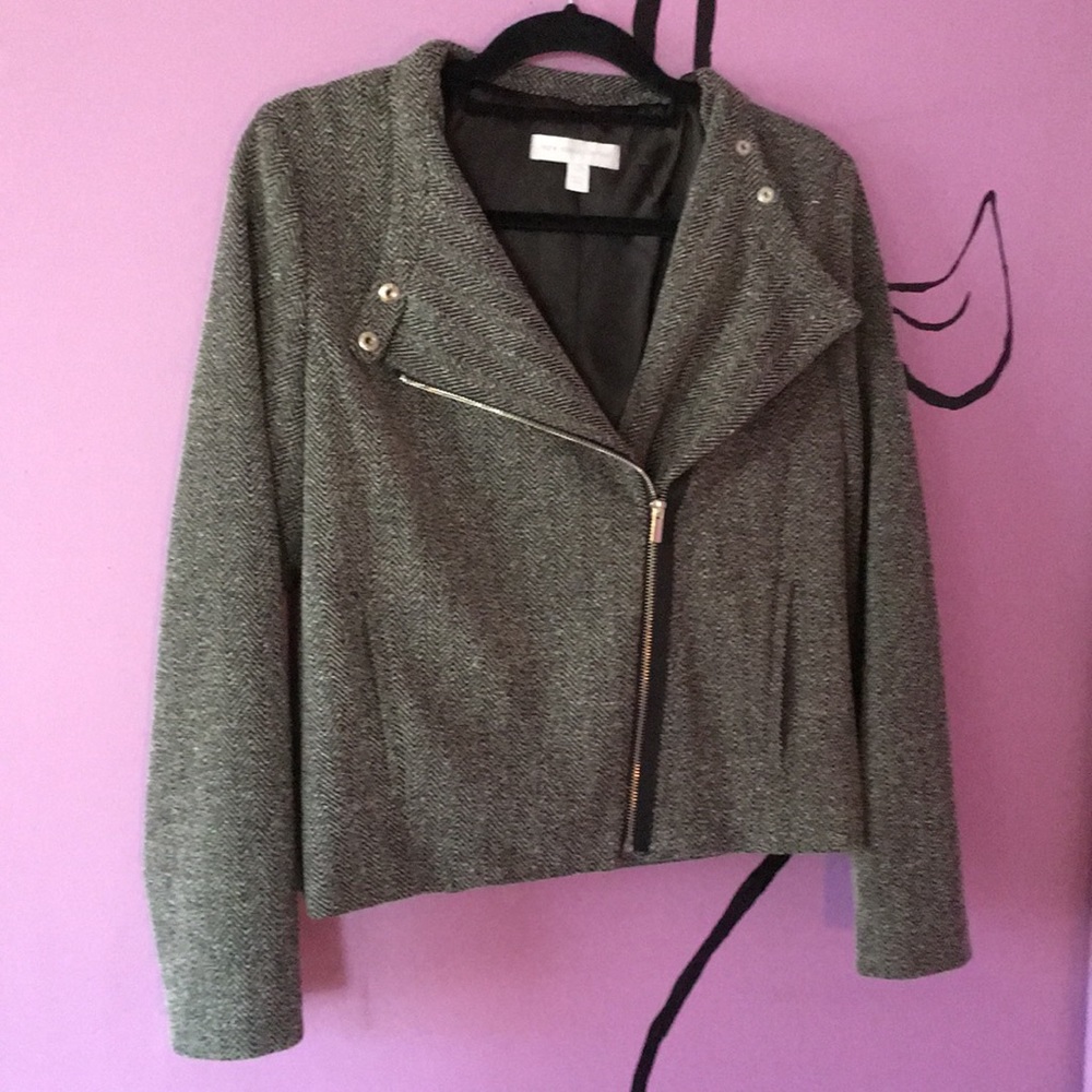 New York and Company size M motorcycle jacket, tweed , herringbone